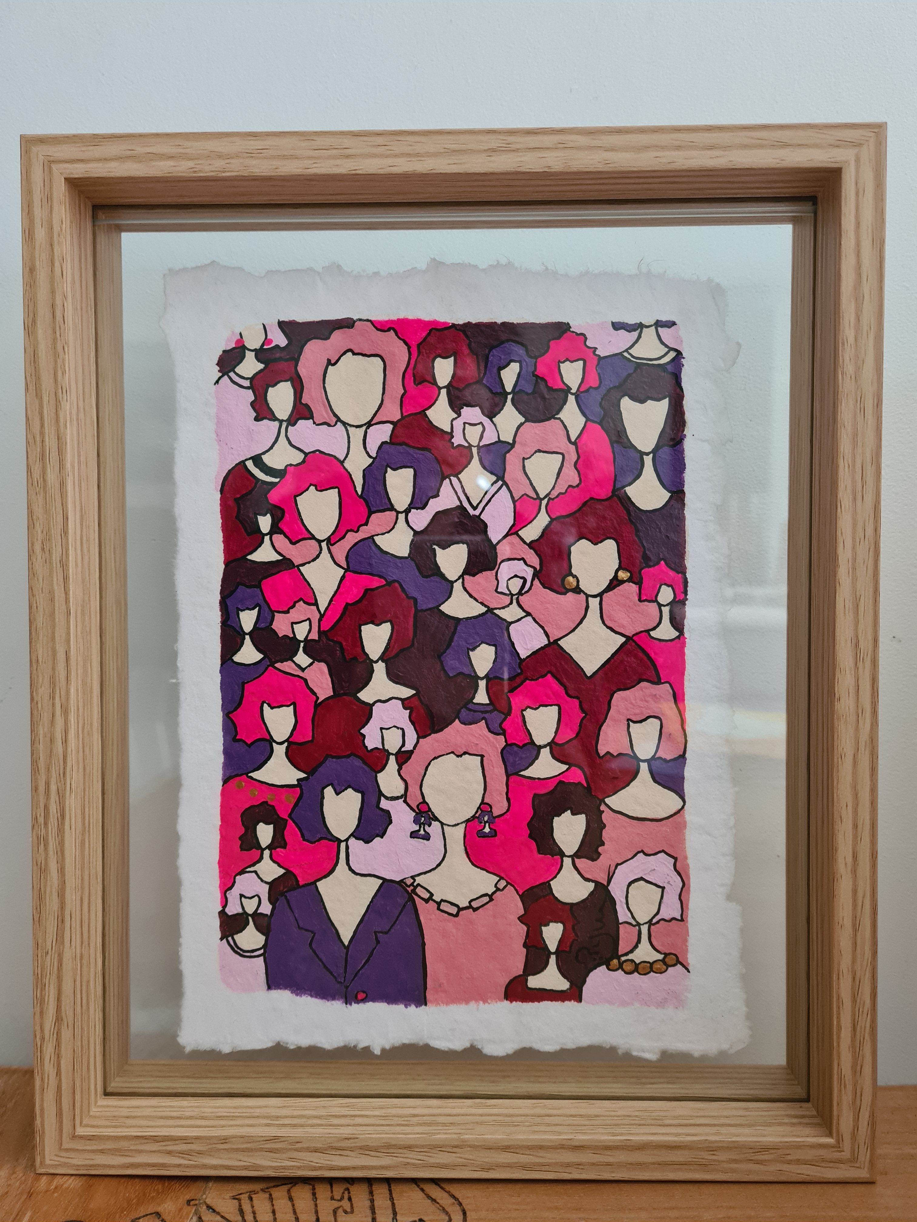 Oeuvre originale de l'artiste peintre PyM française installée en Dordogne. Pink Crowd 2024_040